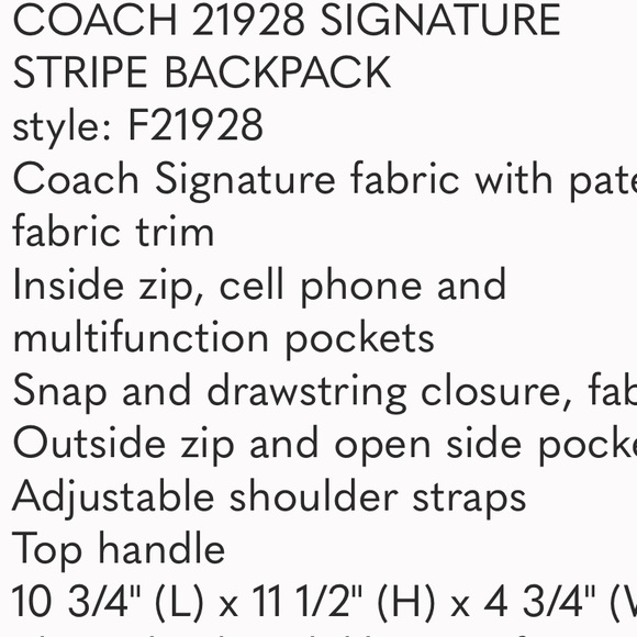 COACH 21928 SIGNATURE STRIPE BACKPACK W/ 2 tags - Picture 2 of 12
